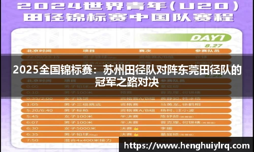 2025全国锦标赛：苏州田径队对阵东莞田径队的冠军之路对决